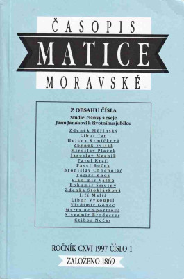 Časopis Matice moravské ročník CXVI / 1997 číslo 1