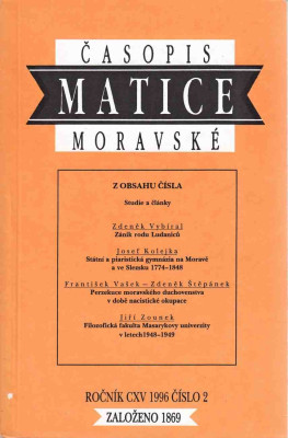 Časopis Matice moravské ročník CXV / 1996 číslo 2