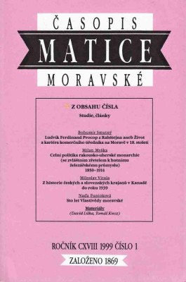 Časopis Matice moravské ročník CXVIII /1999 číslo 1 