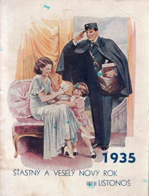 Šťastný a veselý Nový rok 1935 přeje listonoš 