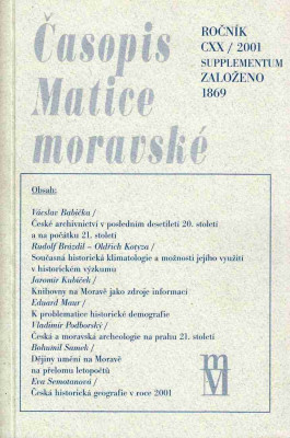 Časopis Matice moravské ročník CXX / 2001 supplementum