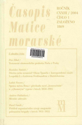 Časopis Matice moravské ročník CXXIII / 2004 číslo 1