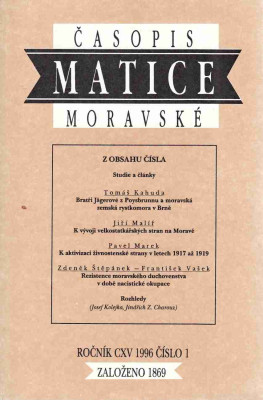 Časopis Matice moravské ročník CXV / 1996 číslo 1