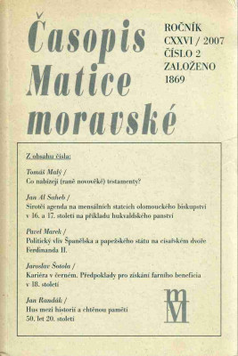 Časopis Matice moravské ročník CXXVI / 2007 číslo 2