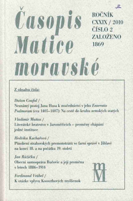 Časopis Matice moravské ročník CXXIX /2010 číslo 2
